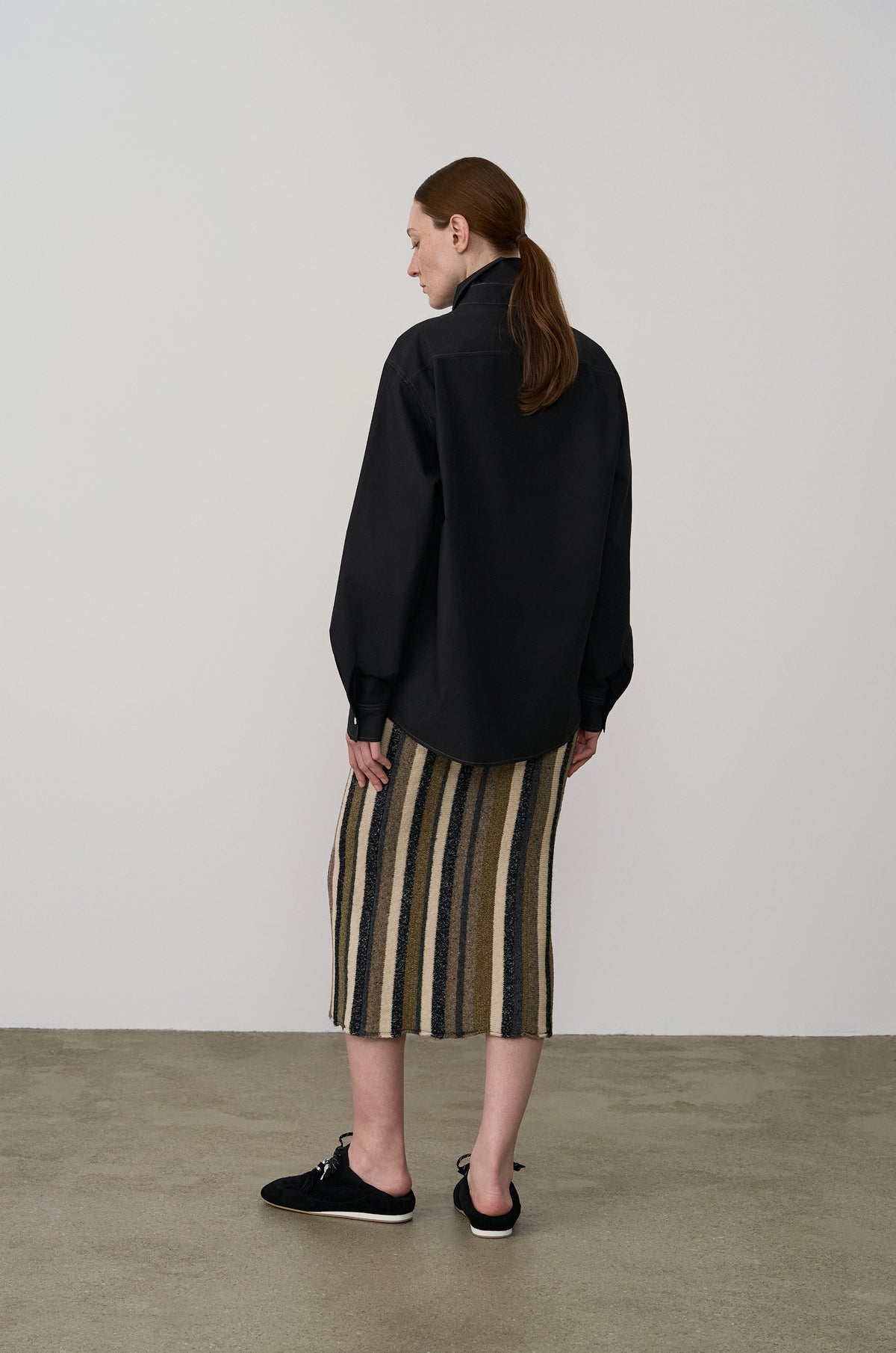 MULTI YARN STRIPED KNIT SKIRT