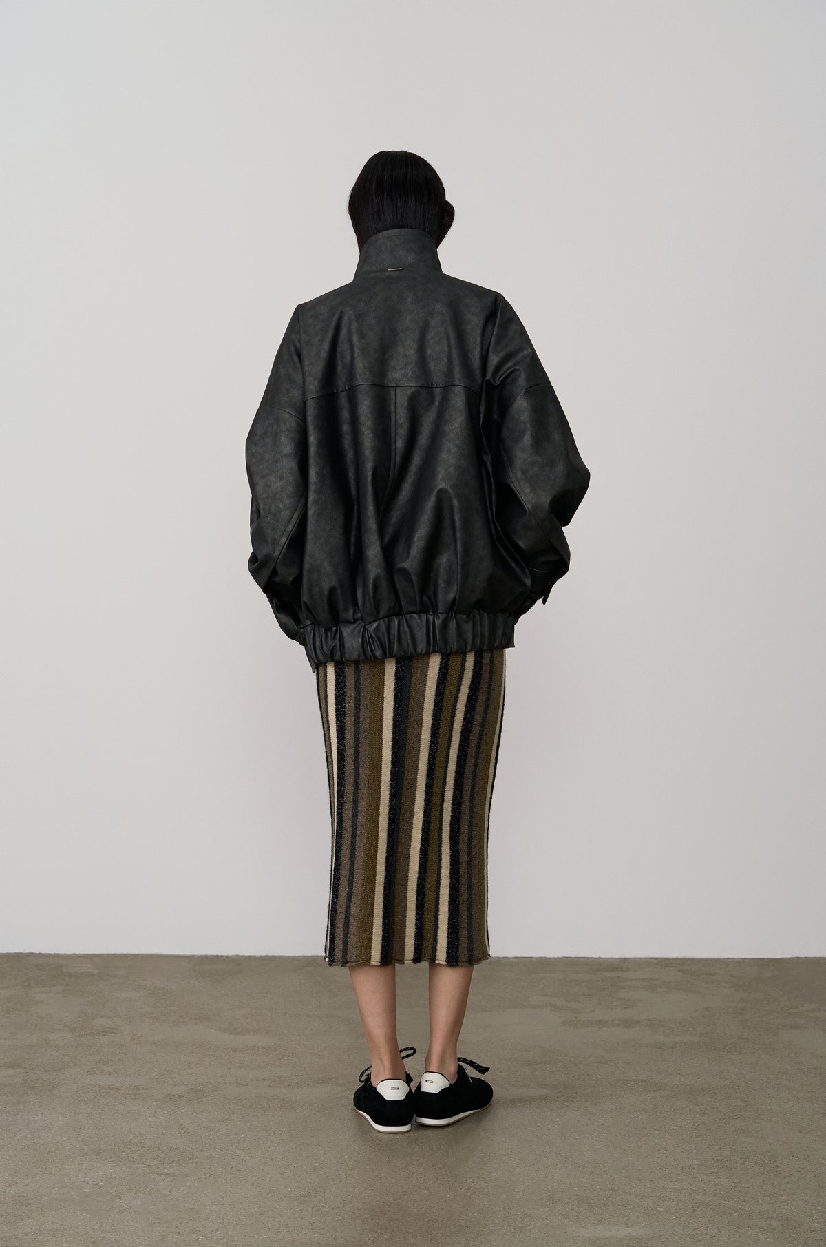 MULTI YARN STRIPED KNIT SKIRT