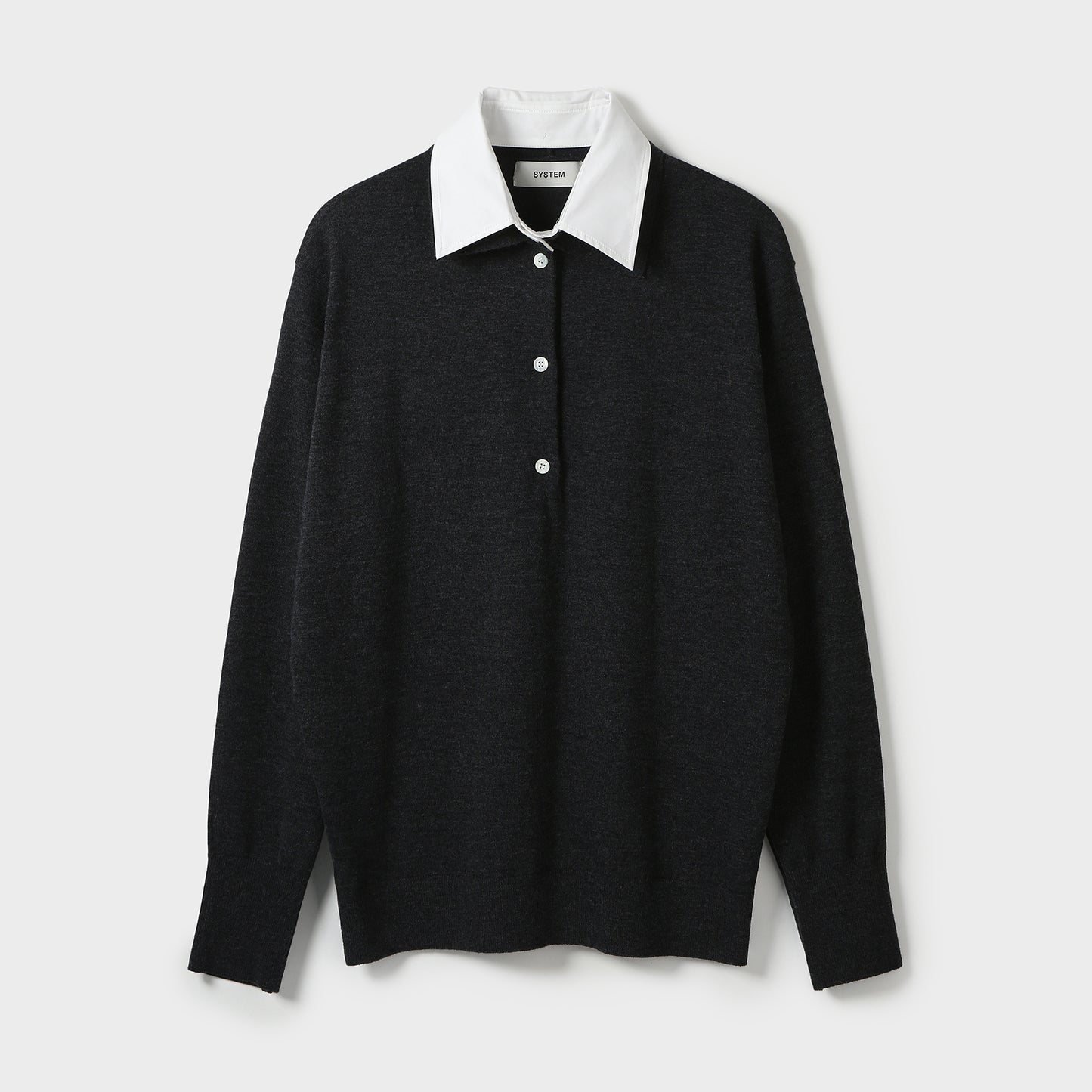 DETACHABLE COLLAR SLIM-FIT KNIT TOP