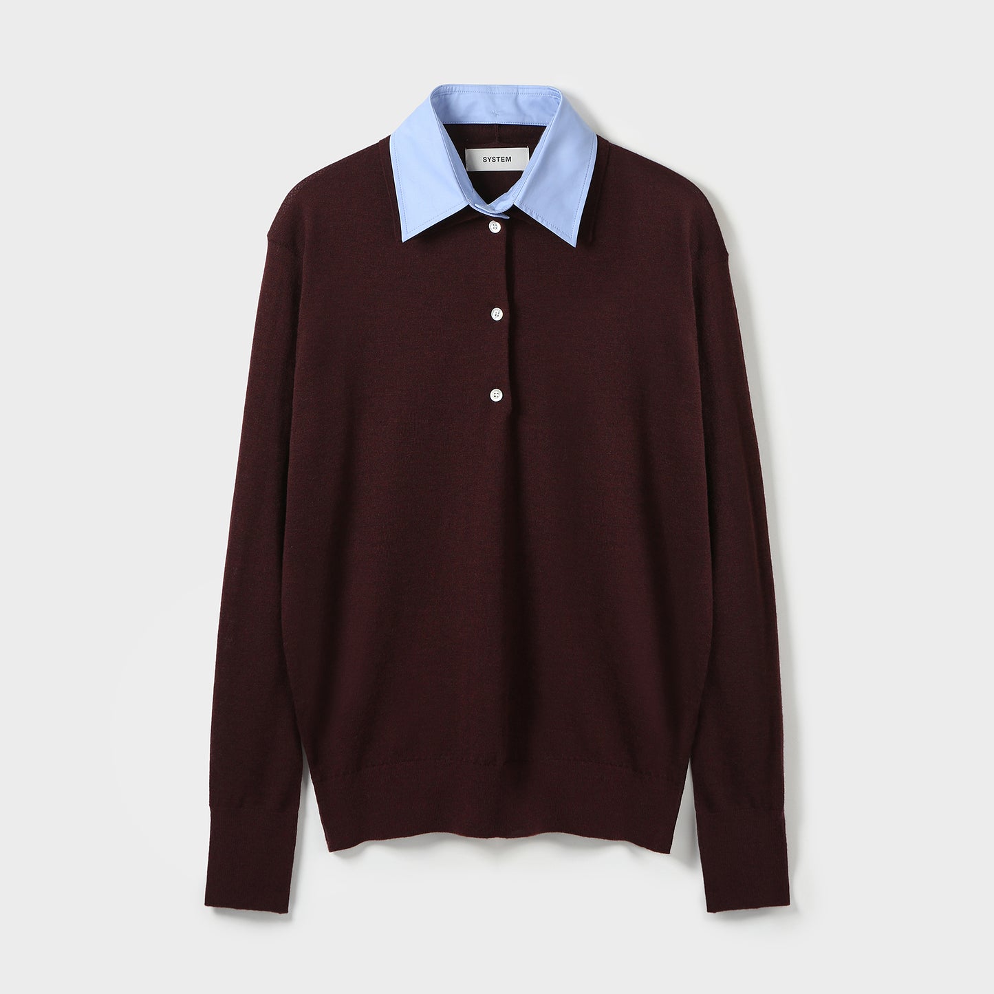 DETACHABLE COLLAR SLIM-FIT KNIT TOP