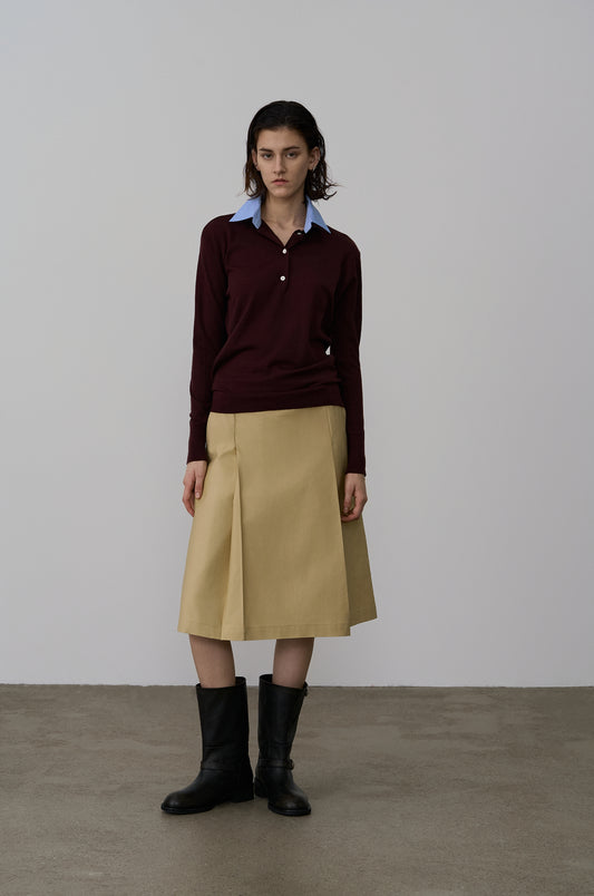 DETACHABLE COLLAR SLIM-FIT KNIT TOP