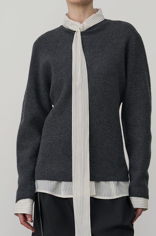 WOOL HOURGLASS SEAMLESS KNIT PULLOVER