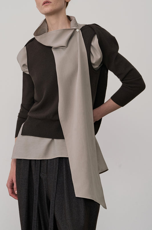 CONVERTIBLE-SLEEVE WOOL KNIT TOP