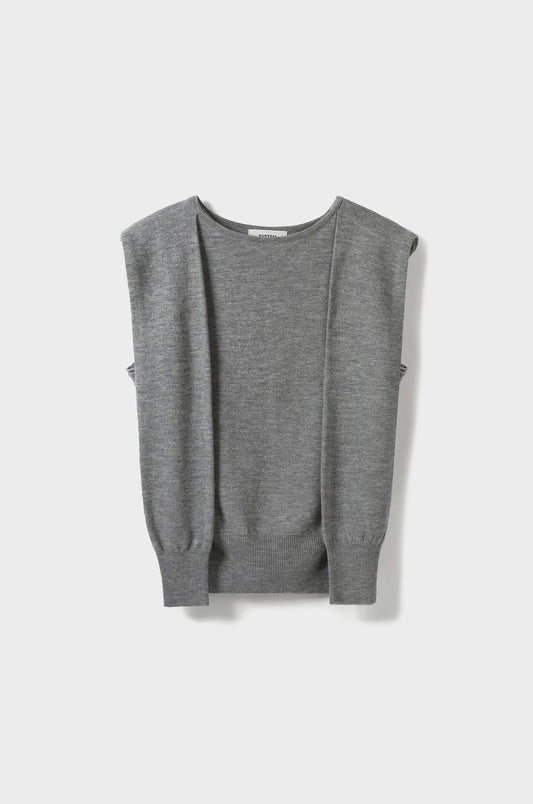 CONVERTIBLE-SLEEVE WOOL KNIT TOP