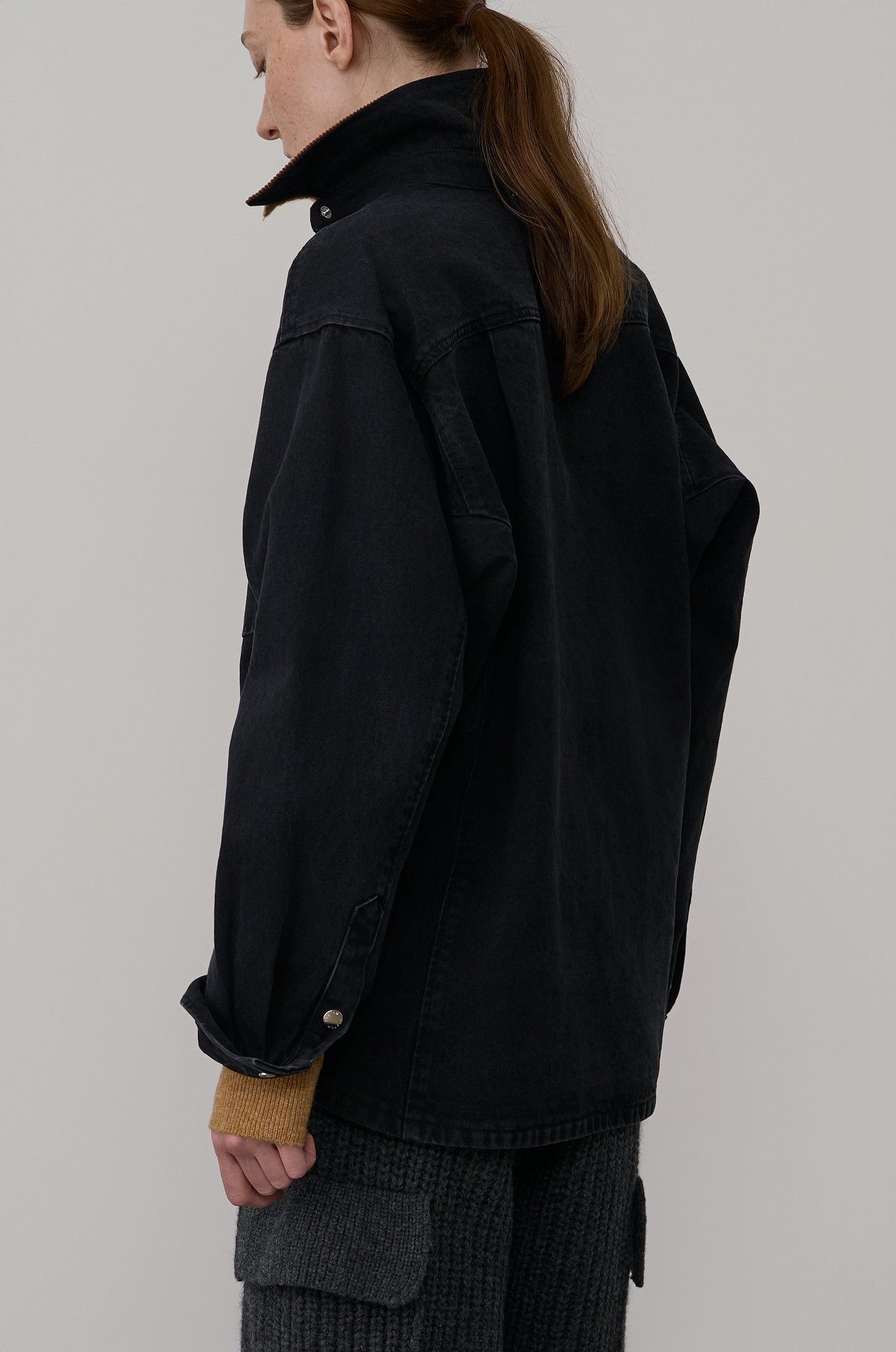 CORDUROY-COLLAR CONTRAST DENIM JACKET