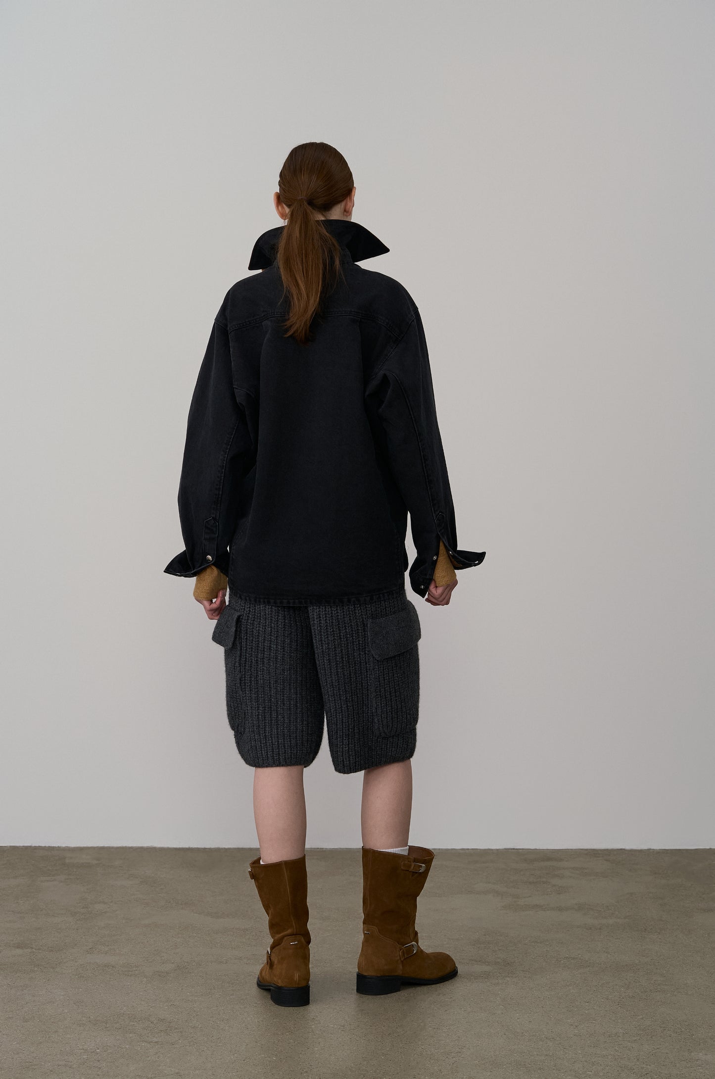 CORDUROY-COLLAR CONTRAST DENIM JACKET