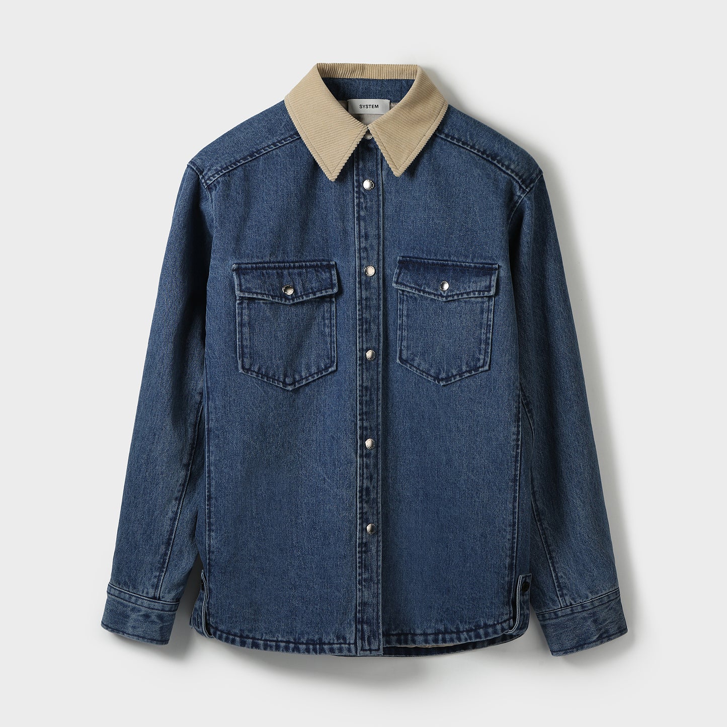CORDUROY-COLLAR CONTRAST DENIM JACKET