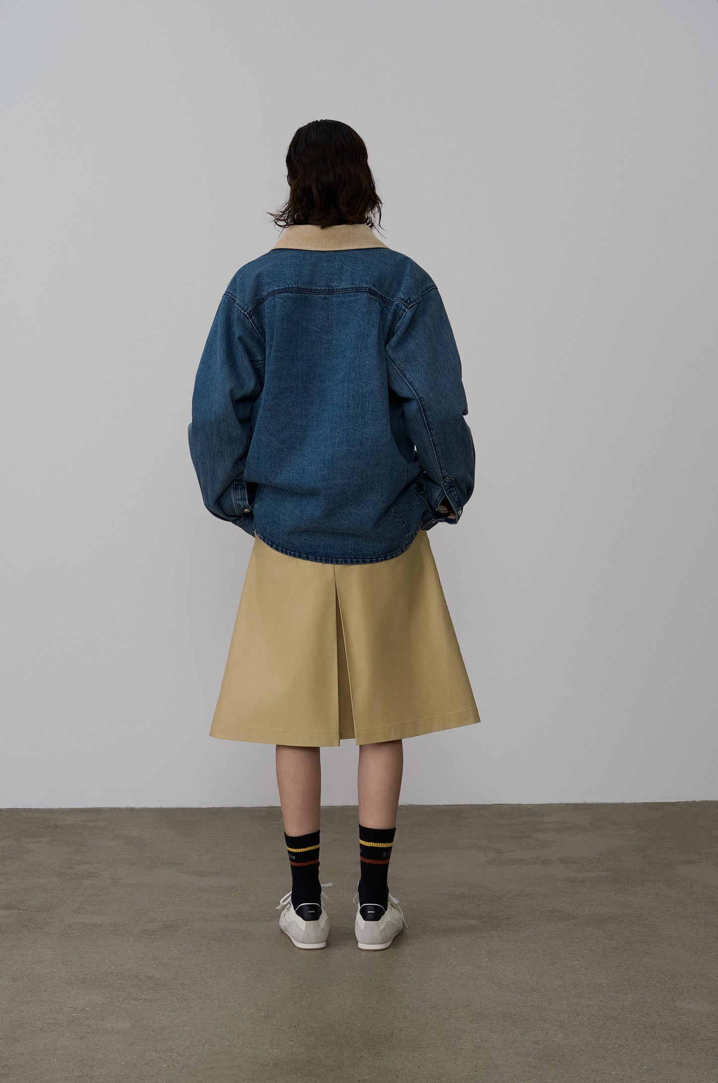 CORDUROY-COLLAR CONTRAST DENIM JACKET