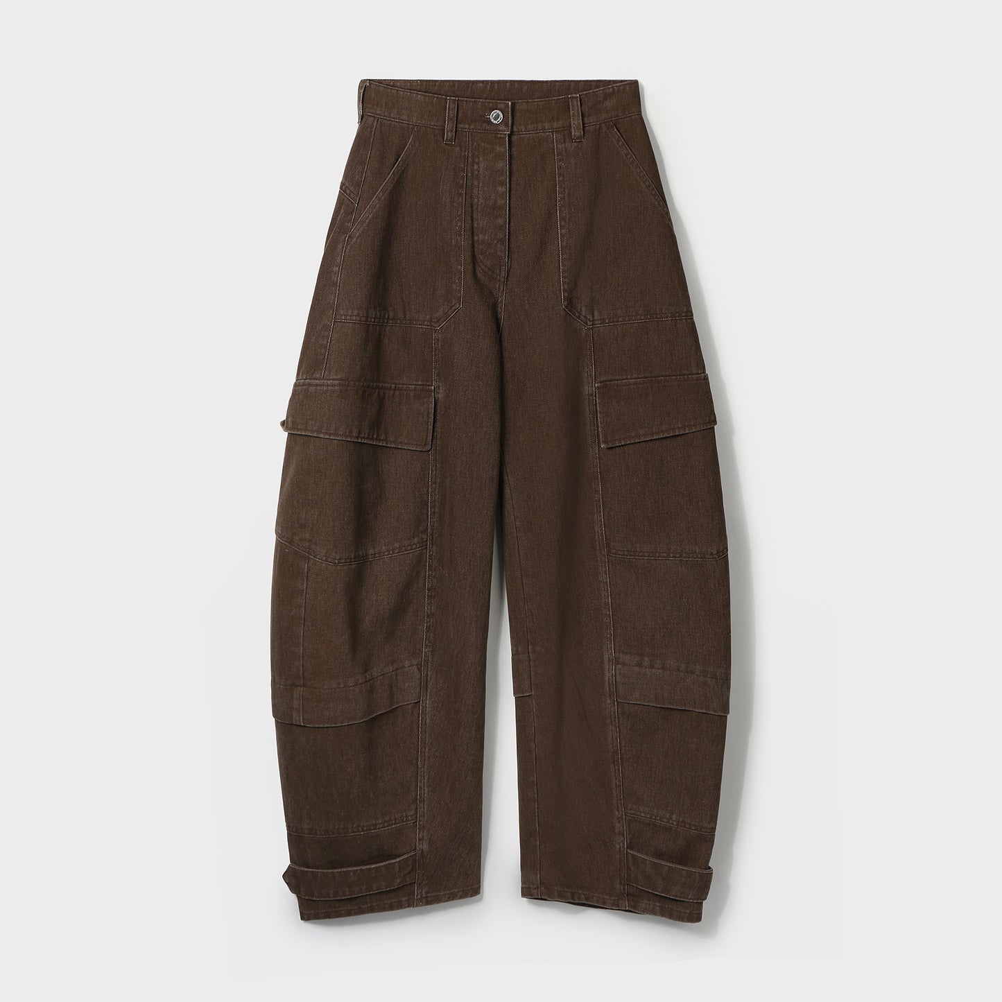 CURVED CARGO DENIM PANTS