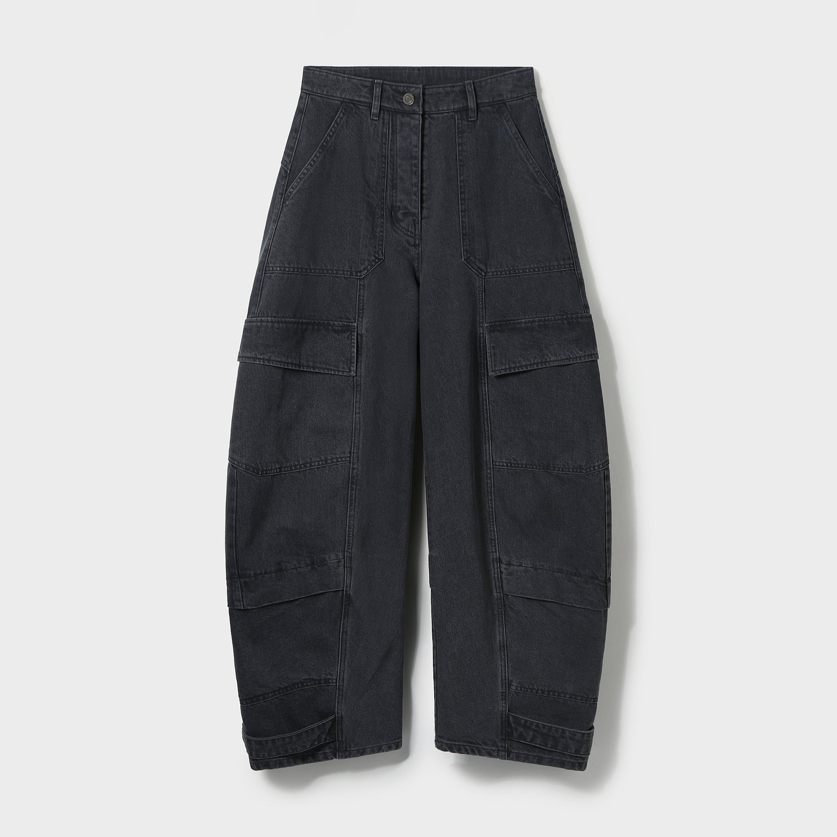 CURVED CARGO DENIM PANTS
