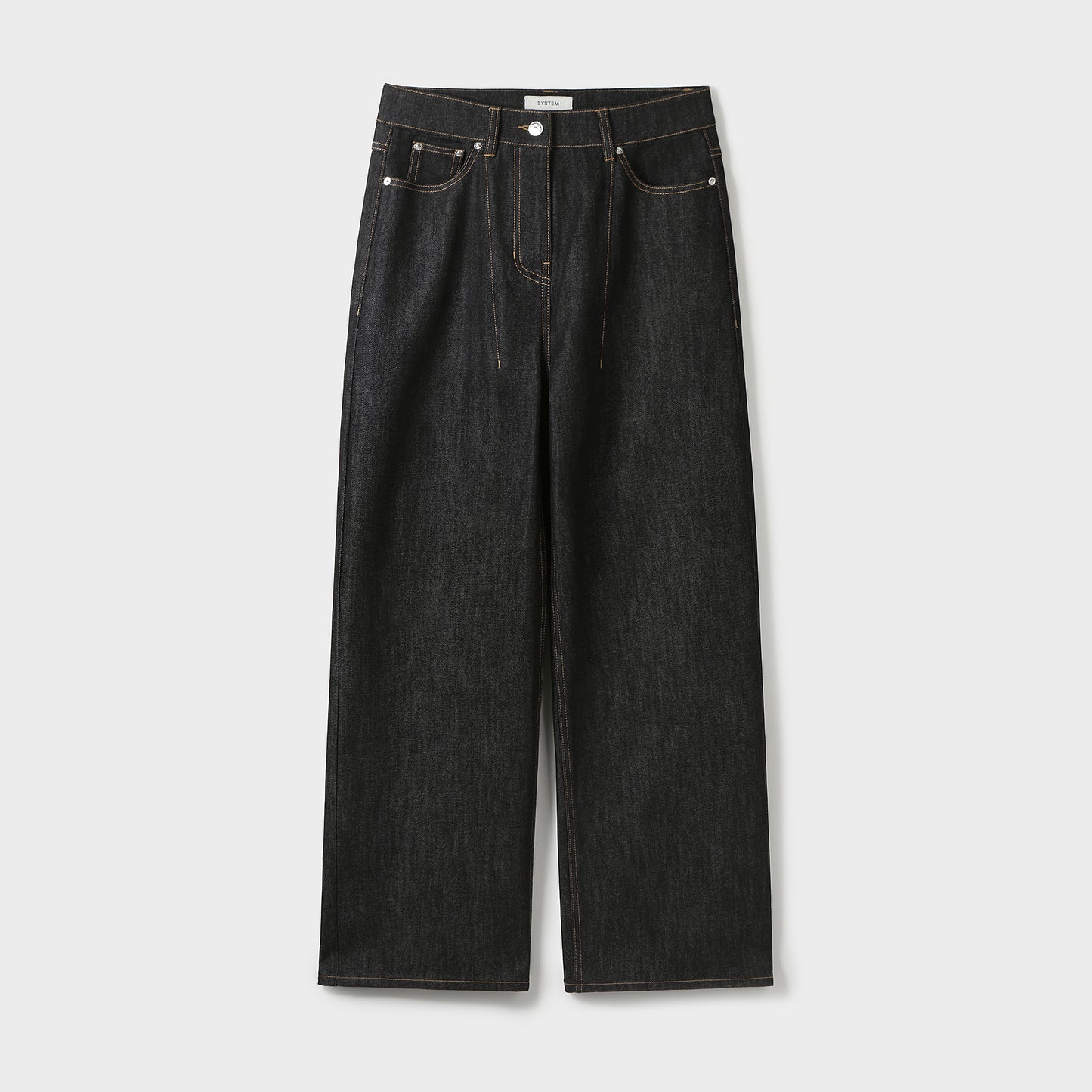 TWISTED-SEAM BELT DETAIL DENIM PANTS