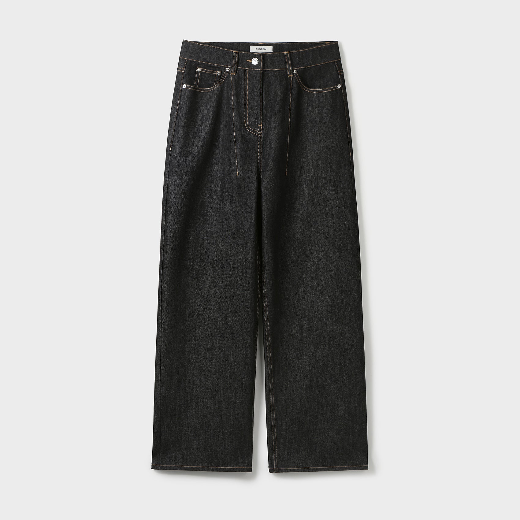 TWISTED-SEAM BELT DETAIL DENIM PANTS