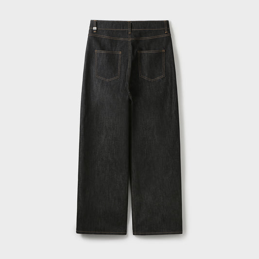 TWISTED-SEAM BELT DETAIL DENIM PANTS