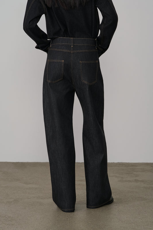 STRUCTURED O-LINE RAW DENIM PANTS