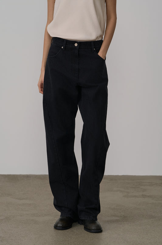 STRUCTURED O-LINE RAW DENIM PANTS