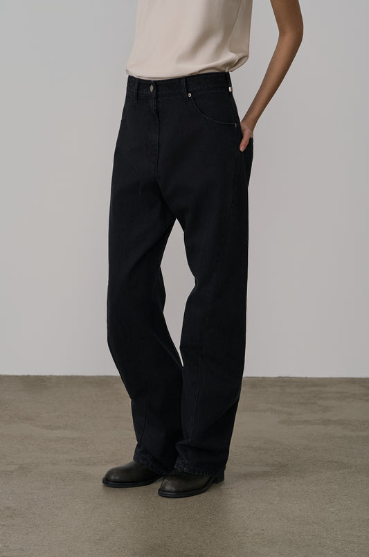 STRUCTURED O-LINE RAW DENIM PANTS