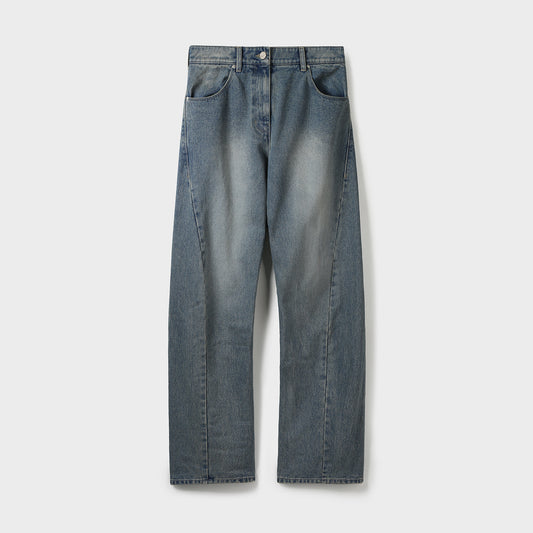 TWISTED-SEAM DENIM PANTS