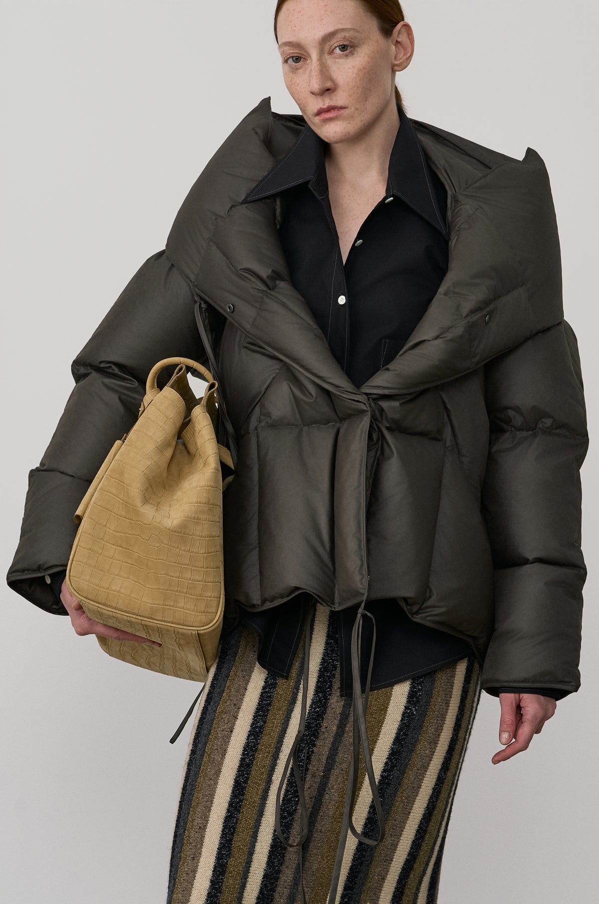 SHAWL COLLAR COCOON PUFFER
