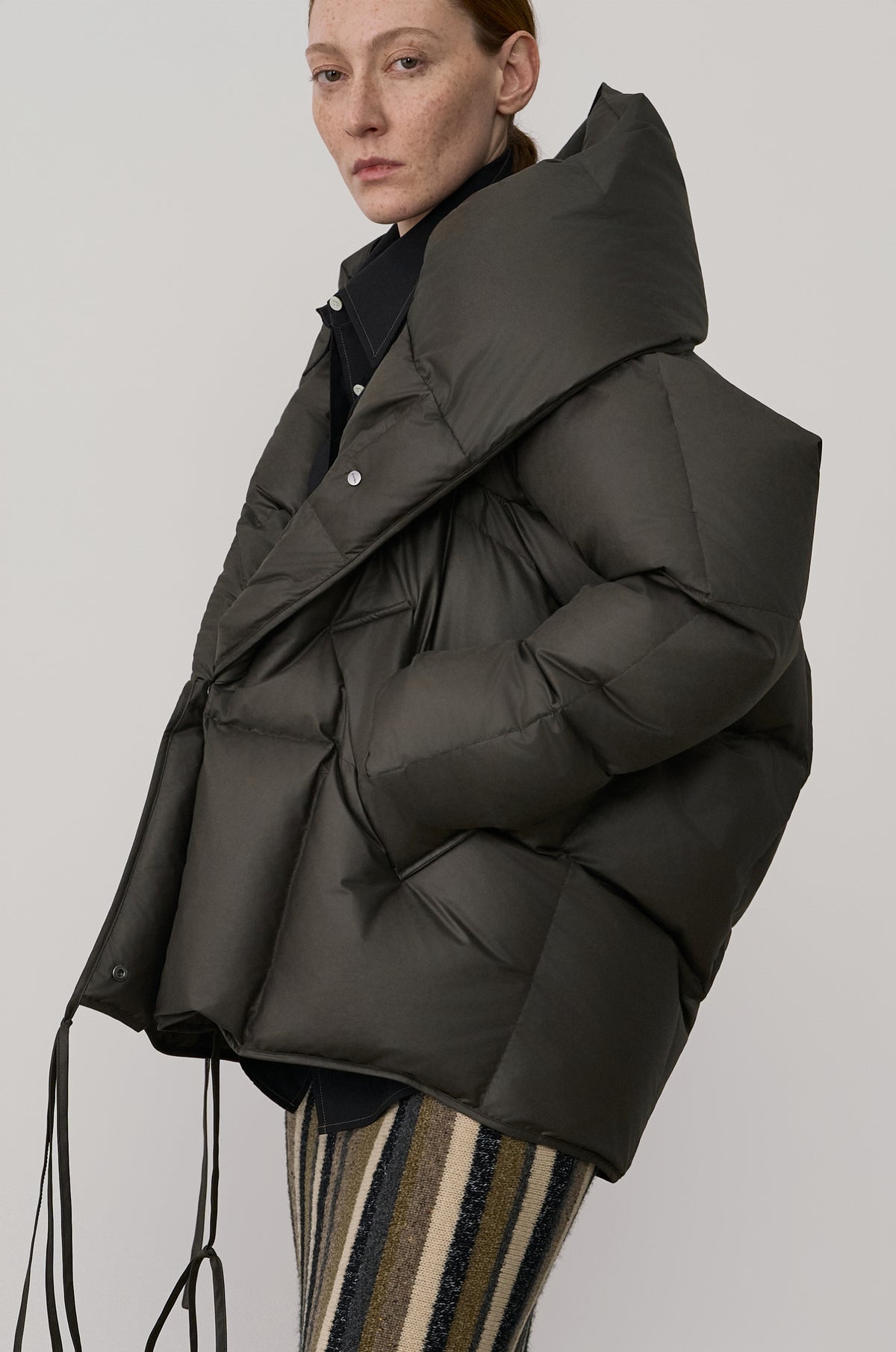 SHAWL COLLAR COCOON PUFFER