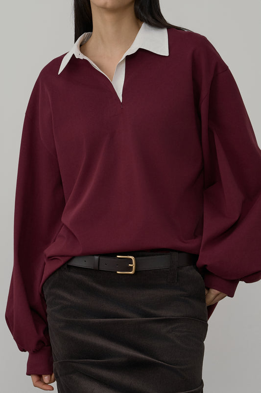 1990 FLAG SHIRT-COLLAR LONG SLEEVE TOP
