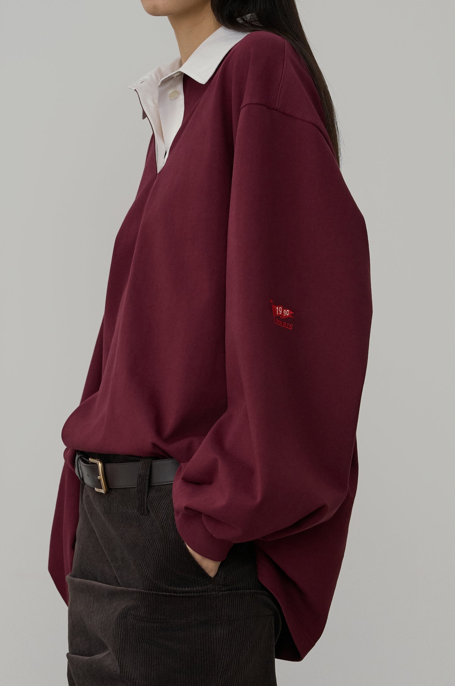 1990 FLAG SHIRT-COLLAR LONG SLEEVE TOP