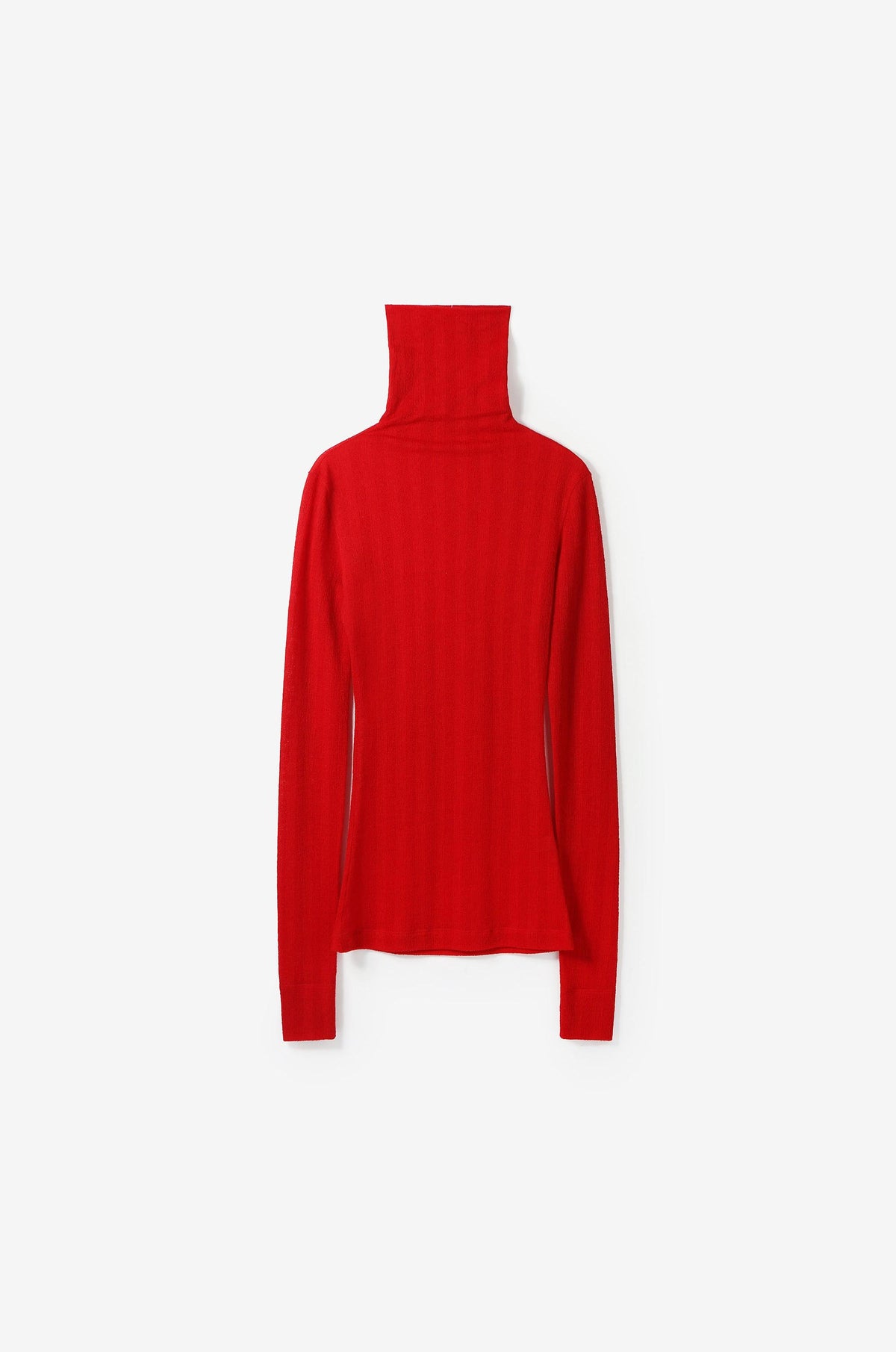 SUBTLE STRIPED WOOL JERSEY HIGH-NECK TOP