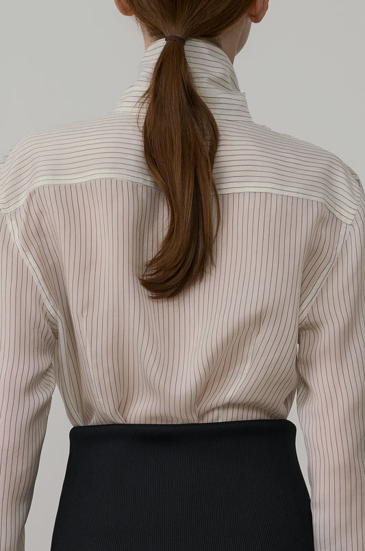 ASYMMETRIC NECKLINE DRAPED BLOUSE