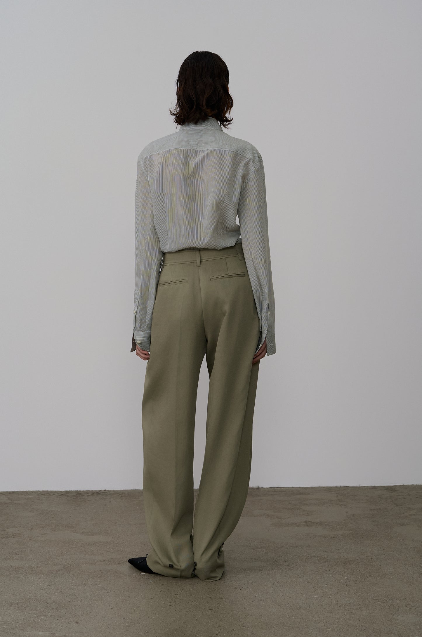 ASYMMETRIC NECKLINE DRAPED BLOUSE