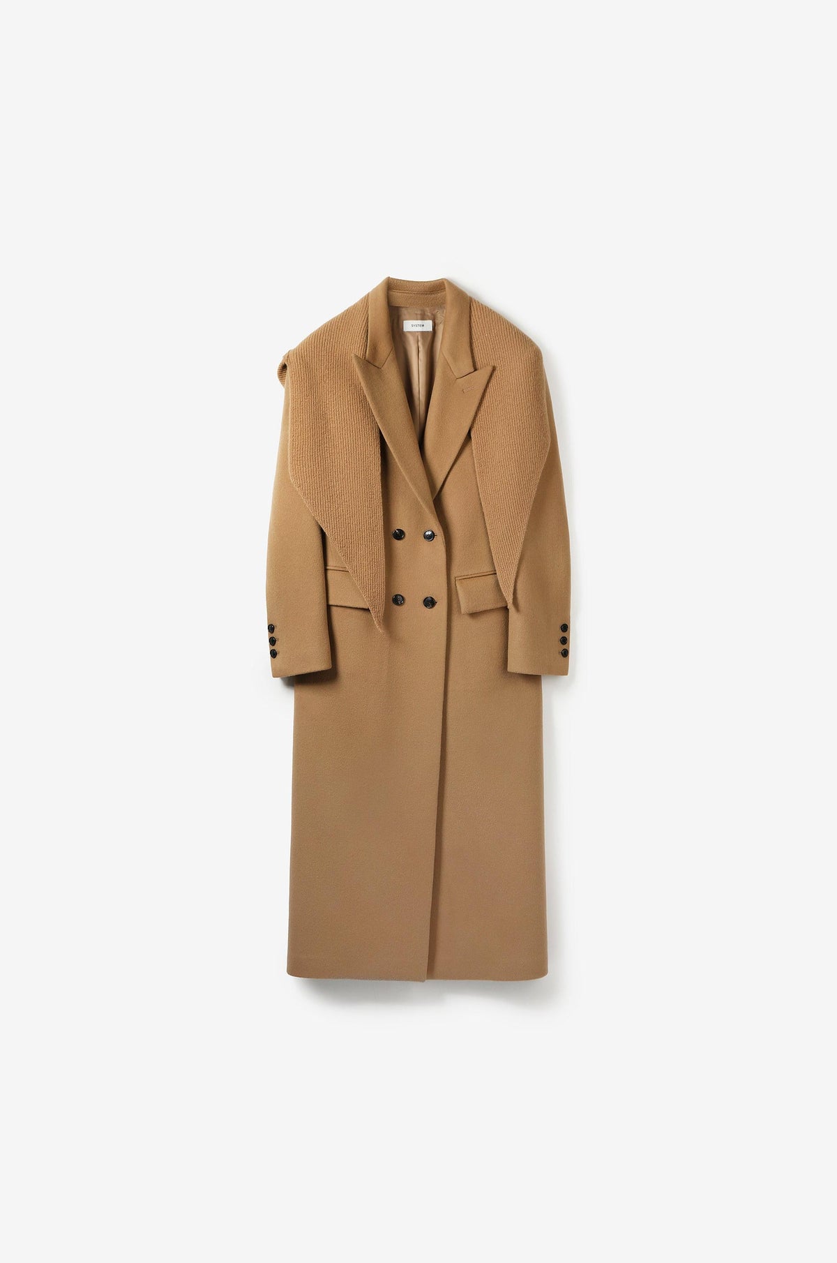 HOODED KNIT WRAP COAT