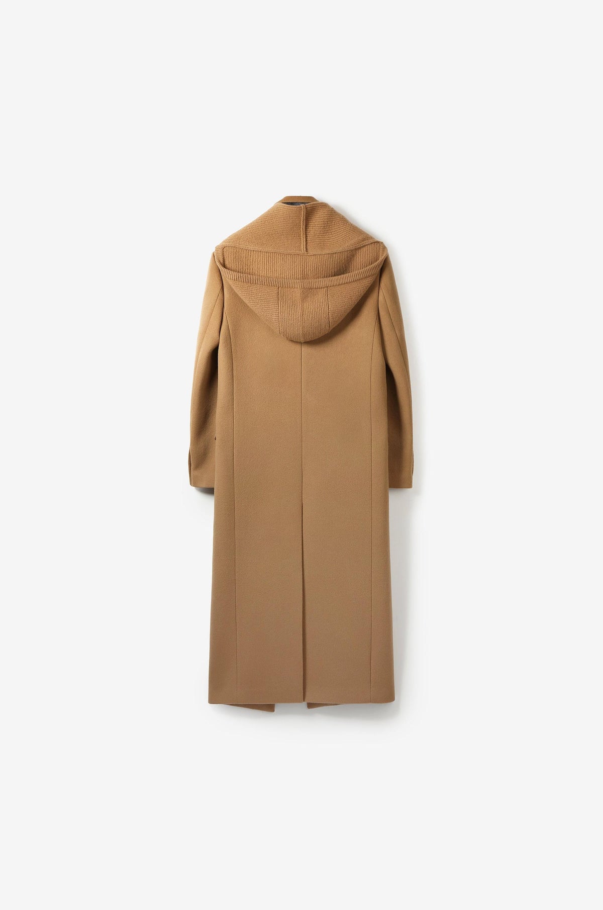 HOODED KNIT WRAP COAT