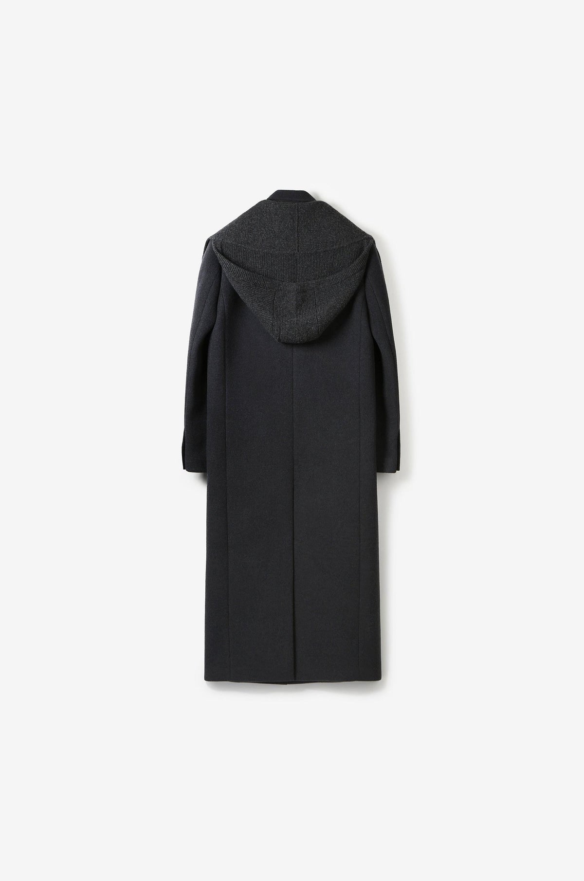 HOODED KNIT WRAP COAT