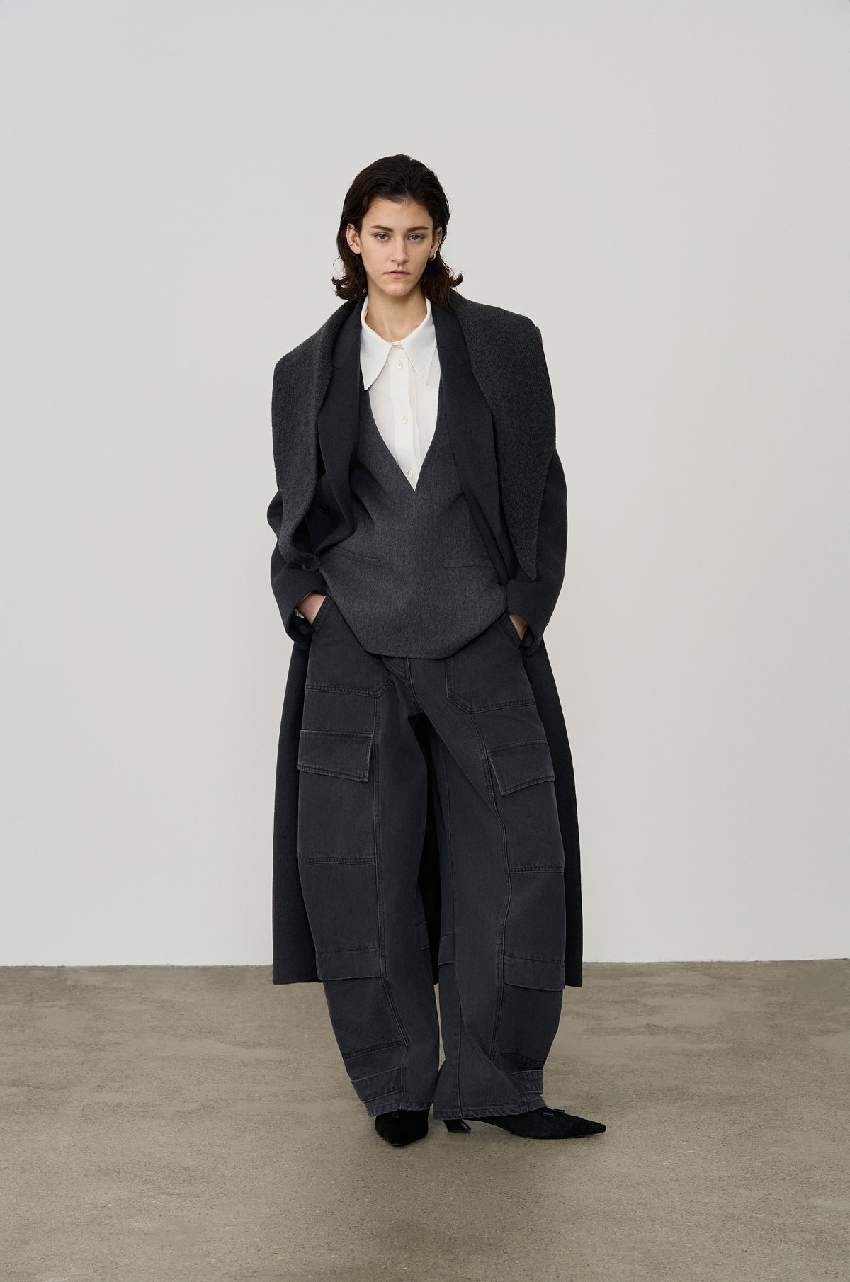 HOODED KNIT WRAP COAT
