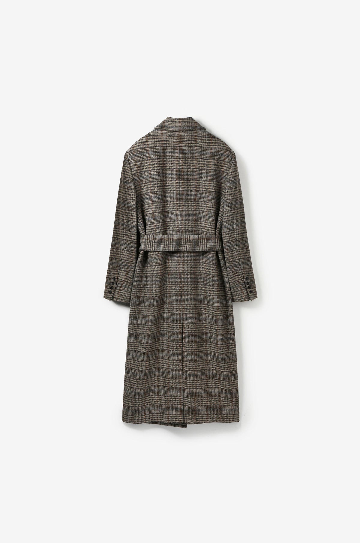 SINGLE-BREASTED CHECK WOOL COAT