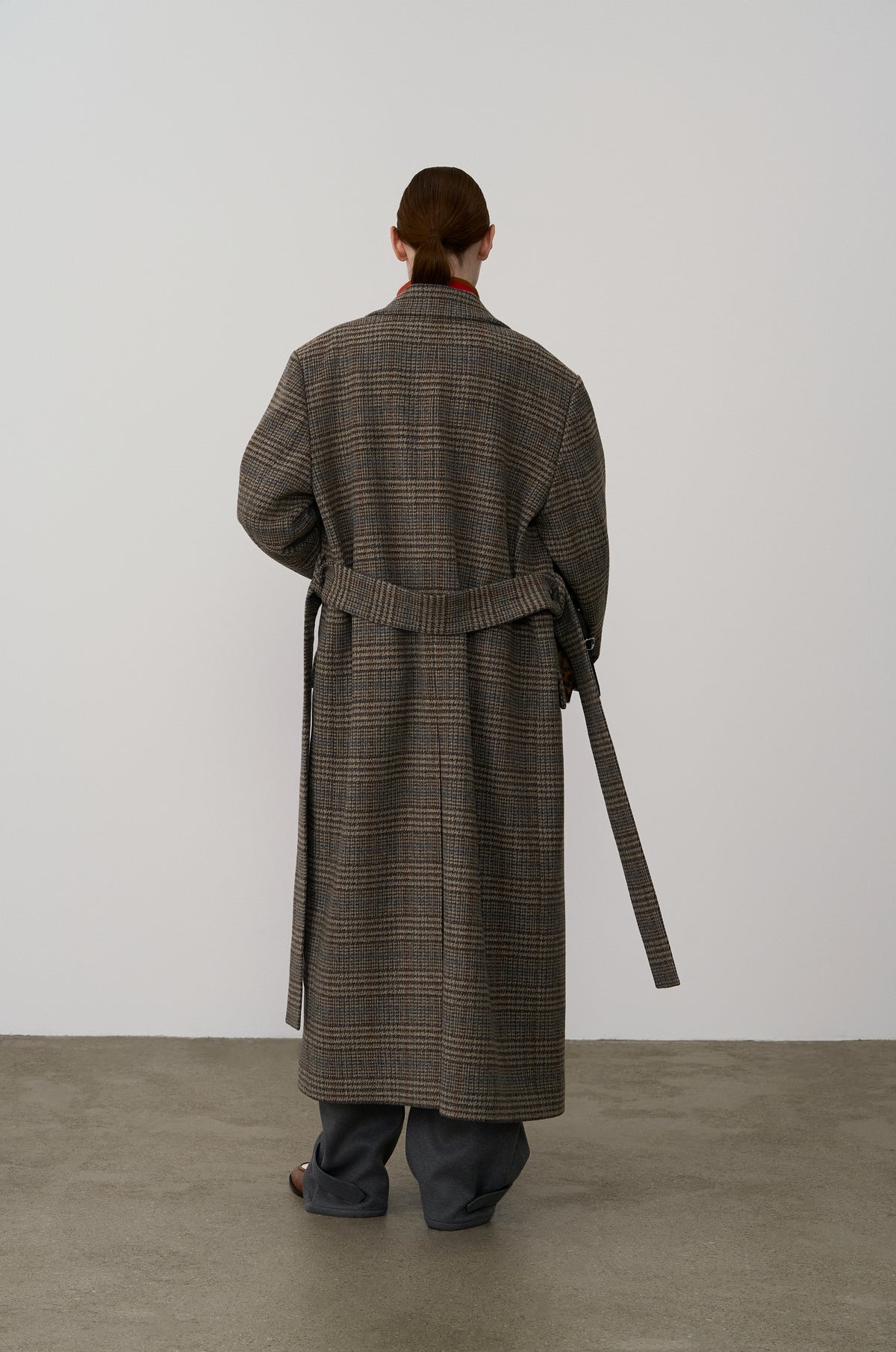 SINGLE-BREASTED CHECK WOOL COAT