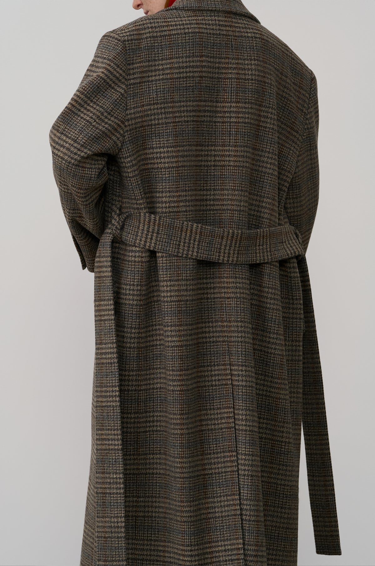 SINGLE-BREASTED CHECK WOOL COAT