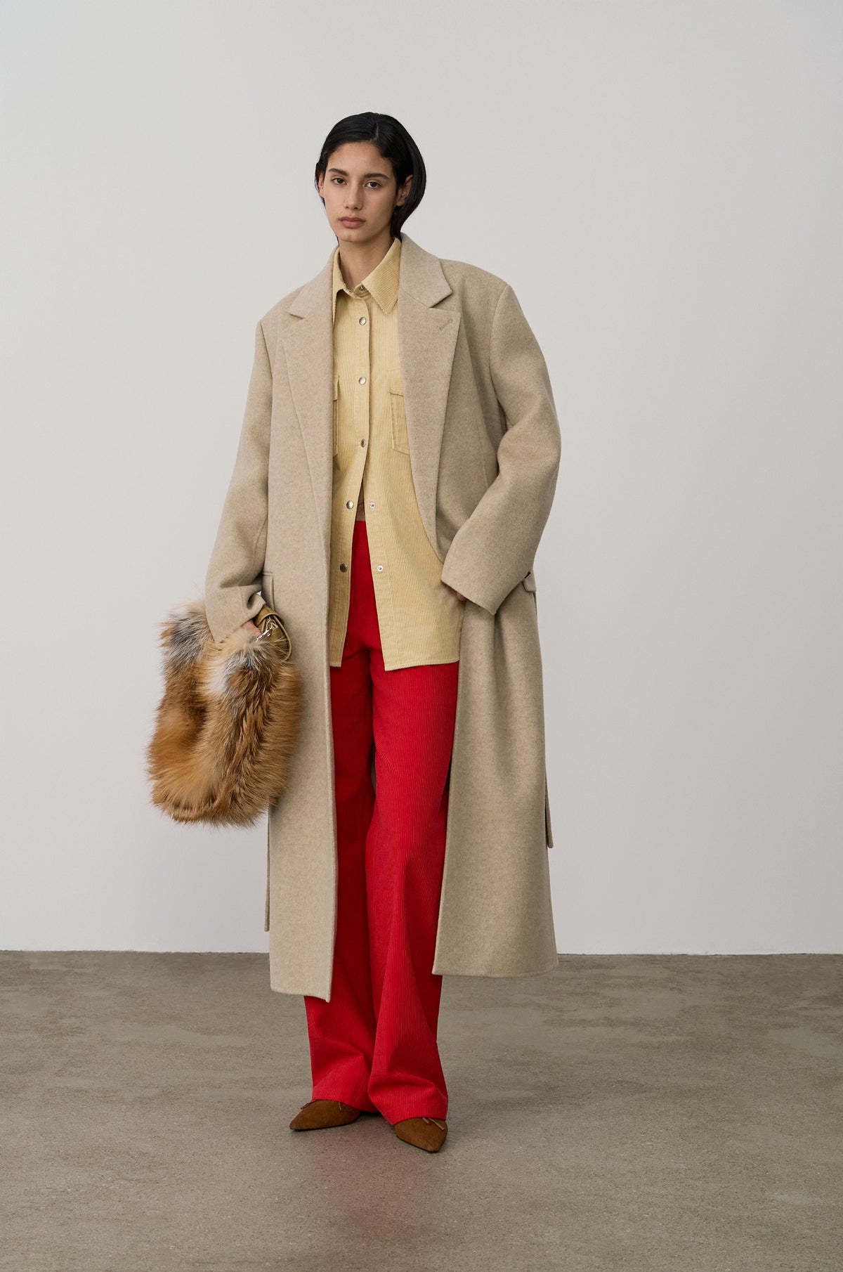 SINGLE-BREASTED CASHMERE WOOL COAT