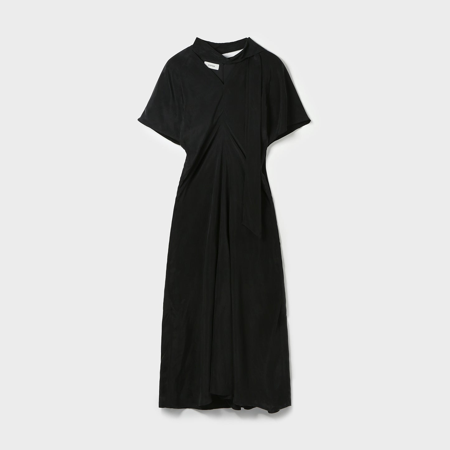 TIE DETAIL V-NECK DRAPED DRESS