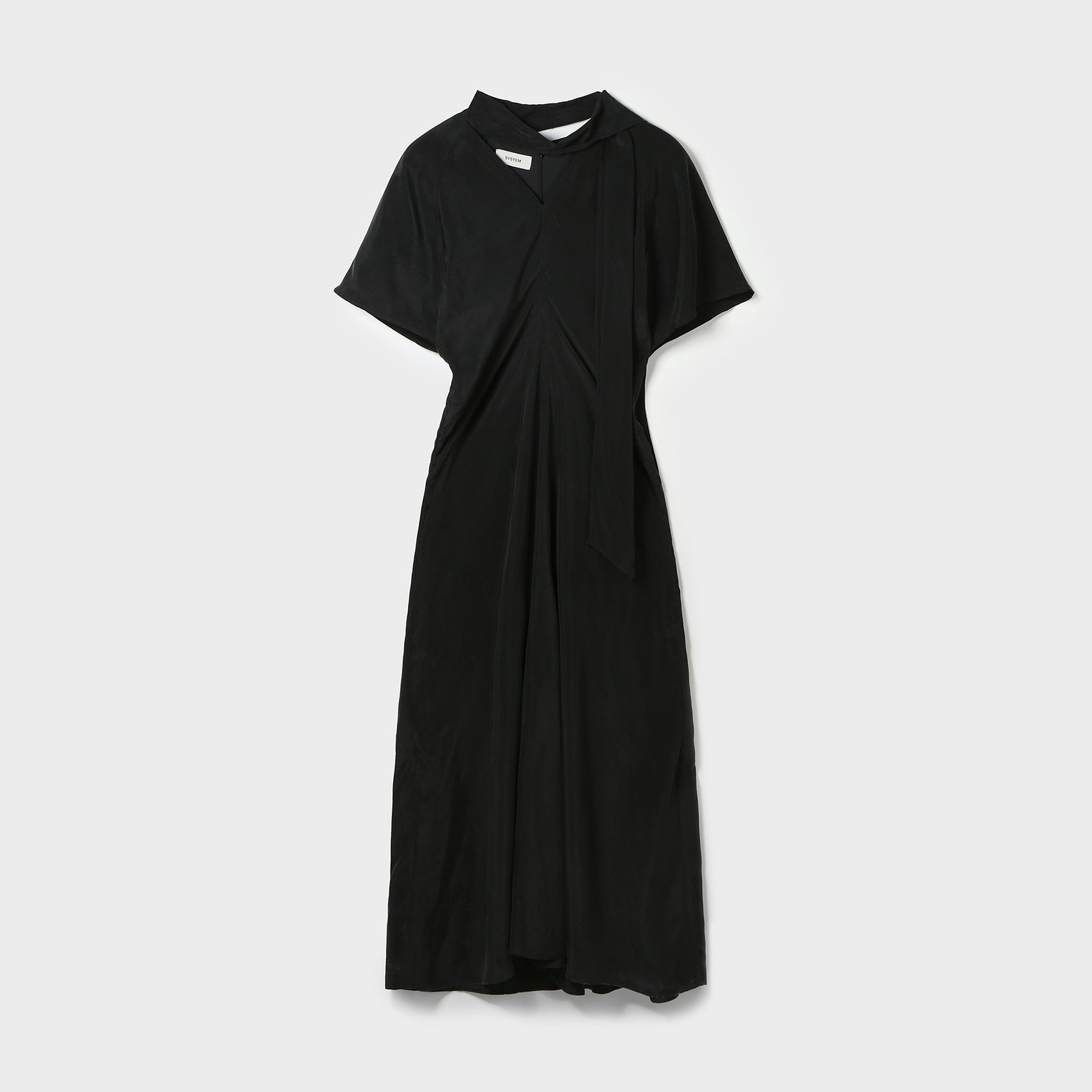 TIE DETAIL V-NECK DRAPED DRESS