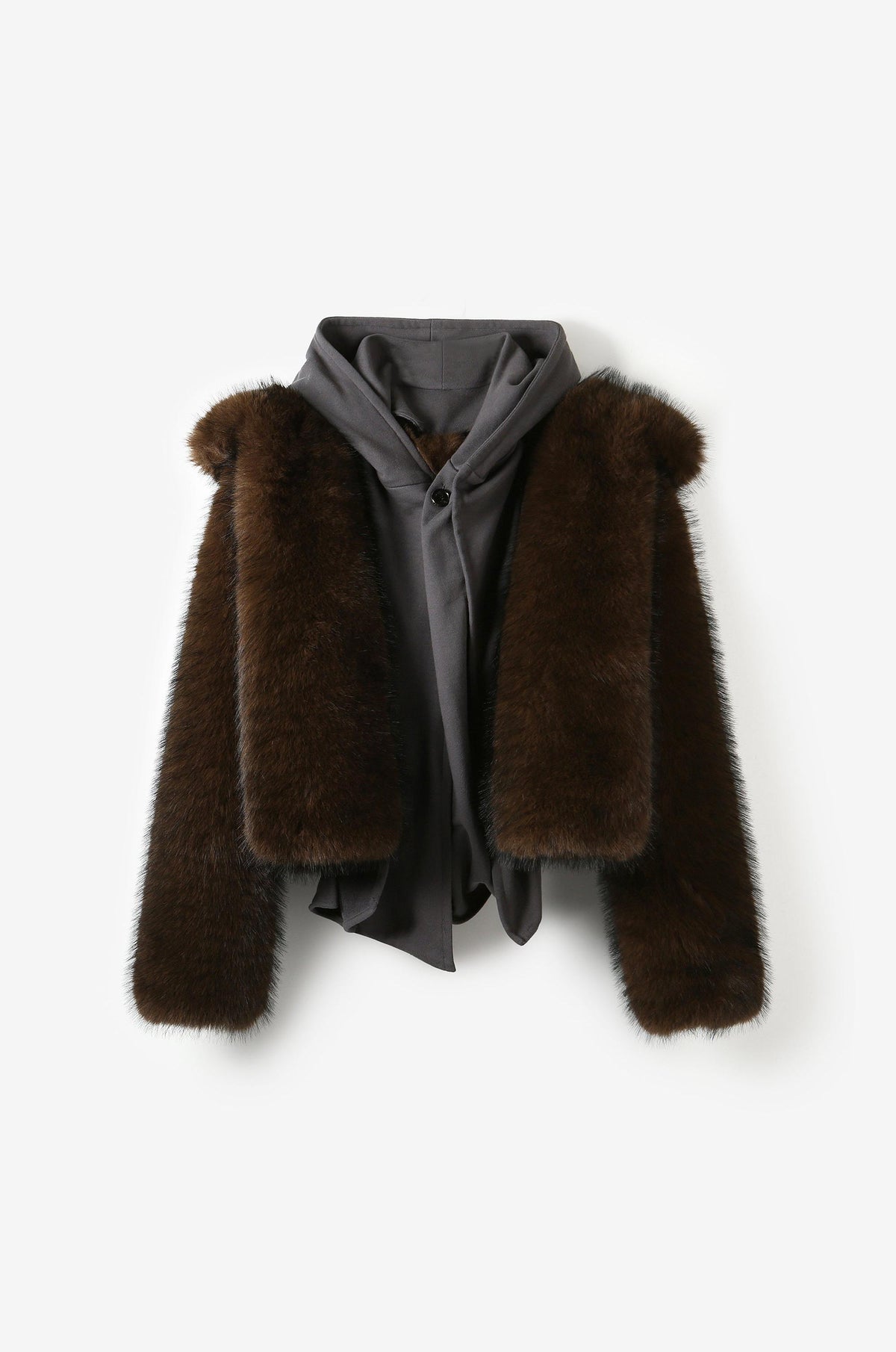 HOODED JACKET WITH DRAPED JERSEY PANELS