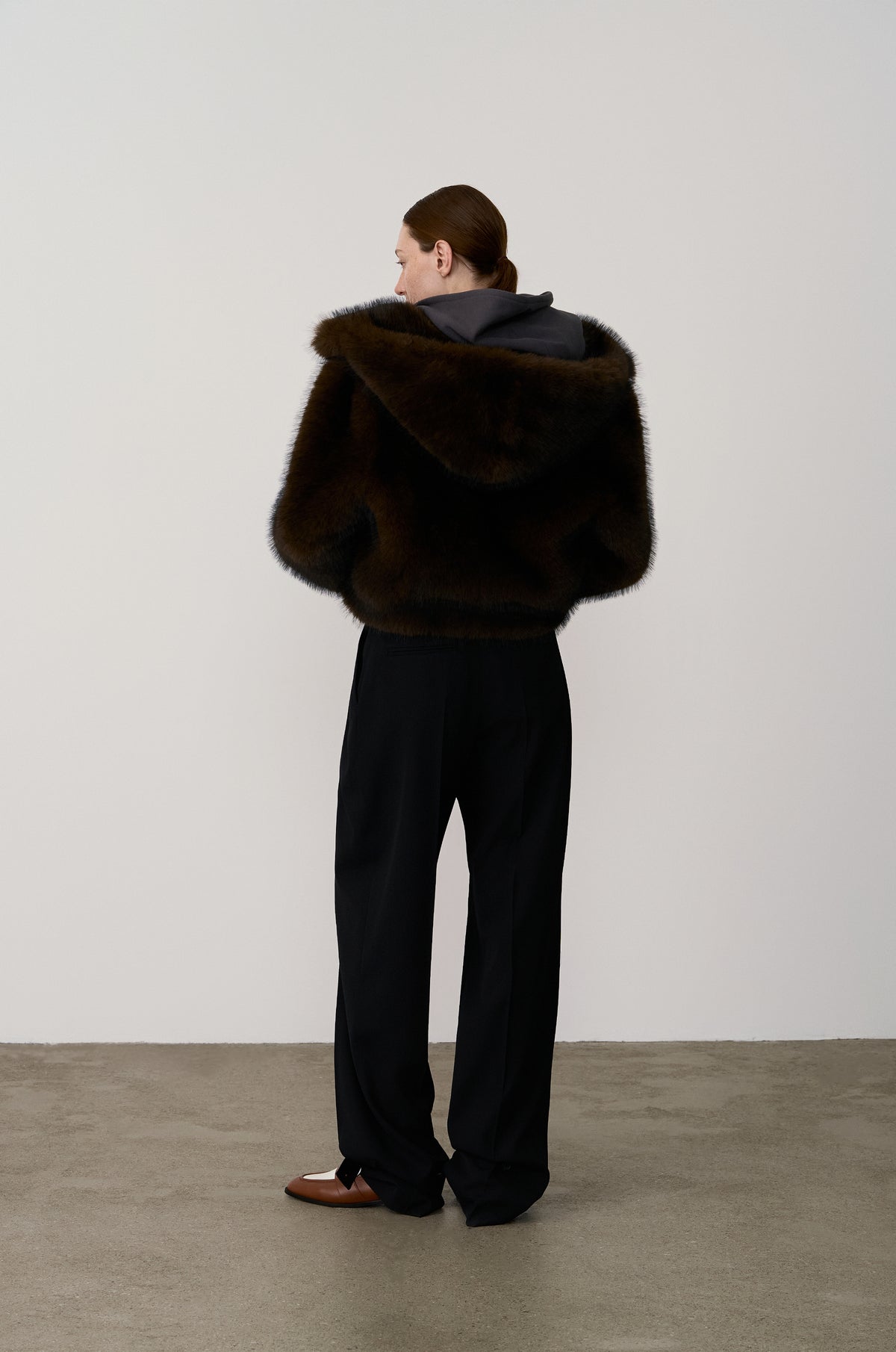 HOODED JACKET WITH DRAPED JERSEY PANELS