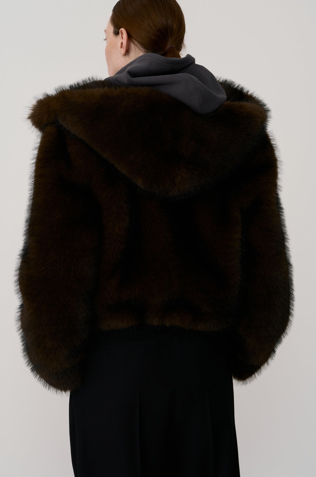 HOODED JACKET WITH DRAPED JERSEY PANELS