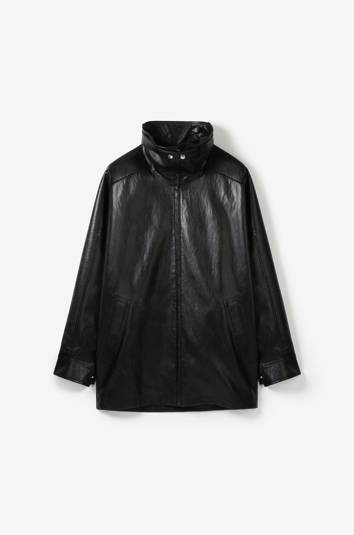FUNNEL-NECK COATED HALF JACKET