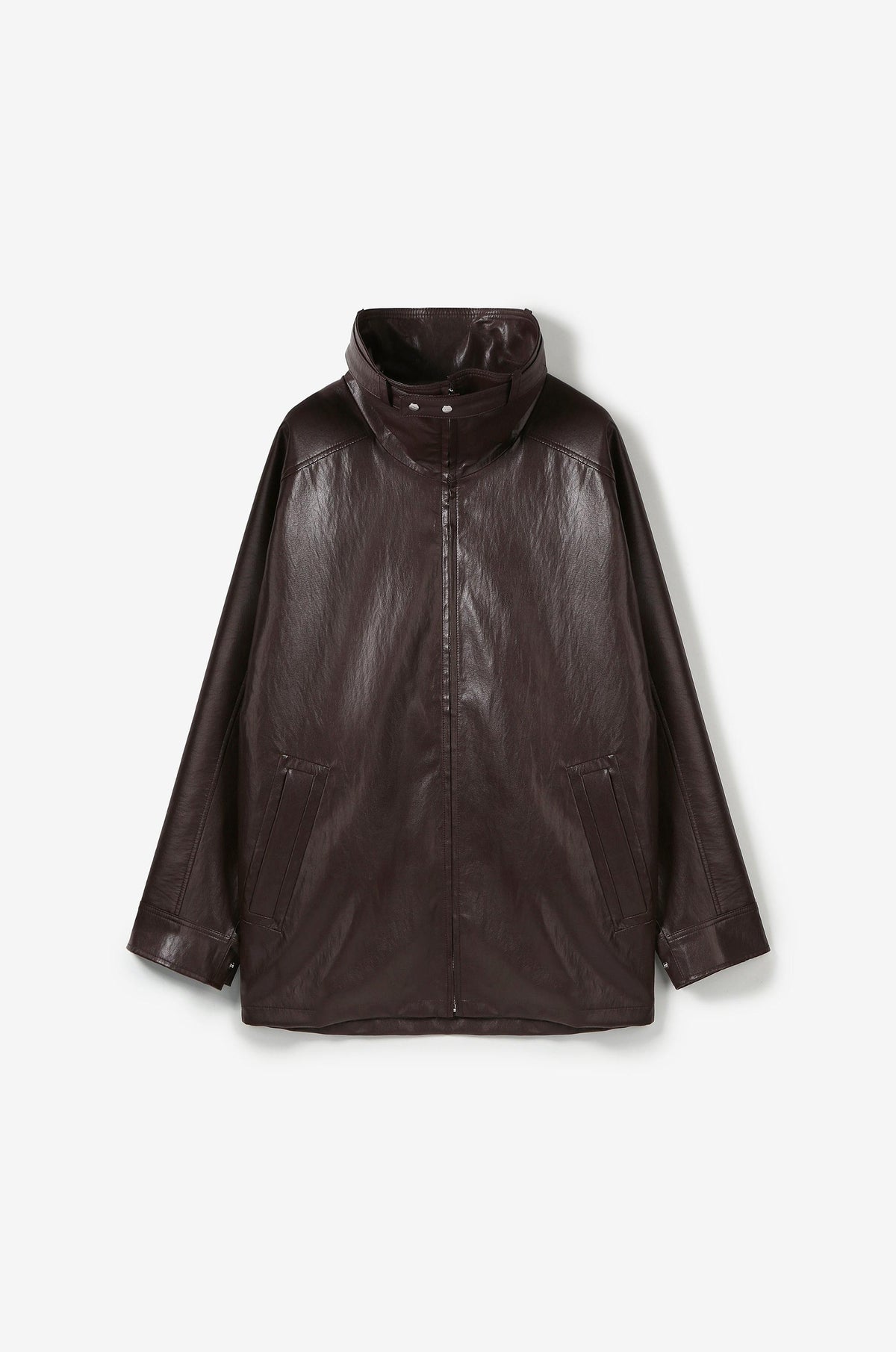 FUNNEL-NECK COATED HALF JACKET