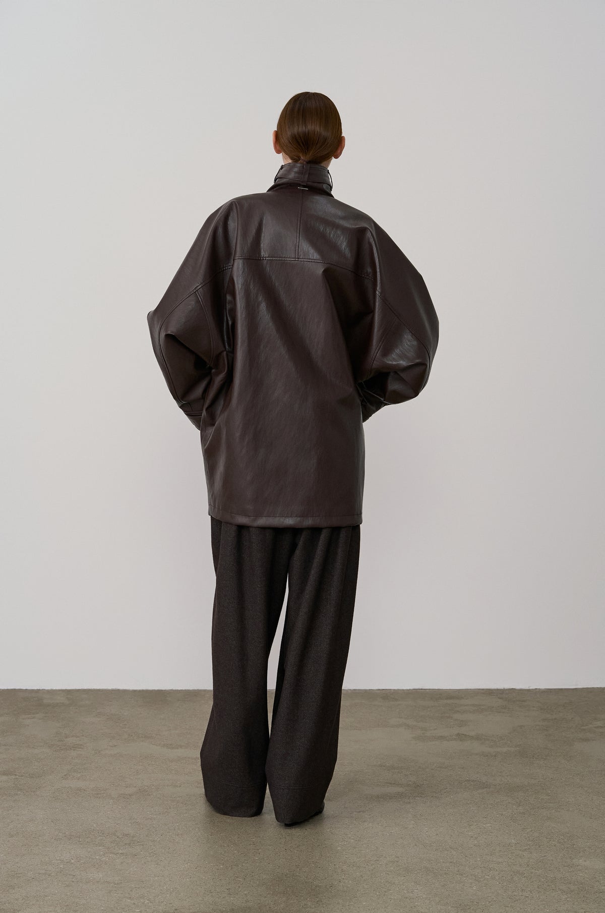 FUNNEL-NECK COATED HALF JACKET
