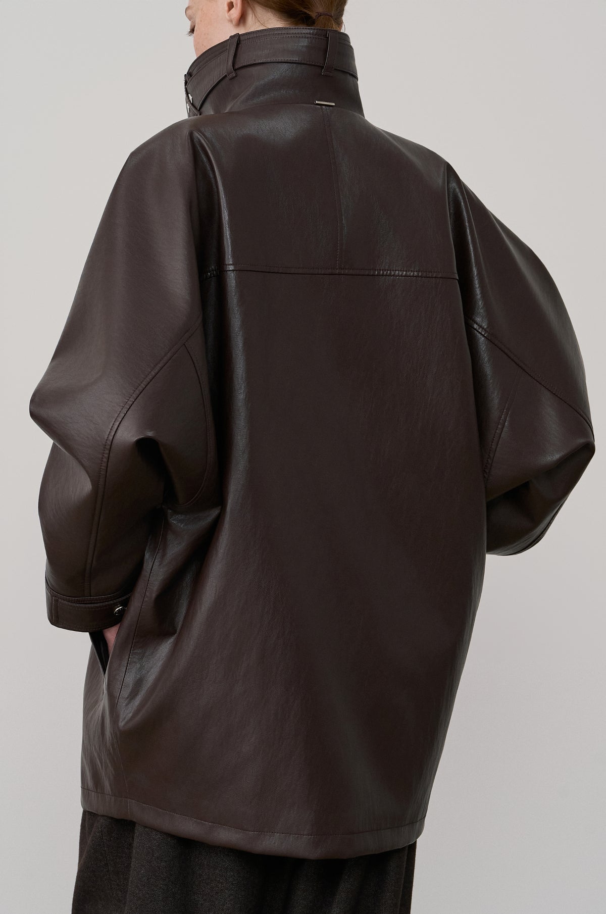 FUNNEL-NECK COATED HALF JACKET