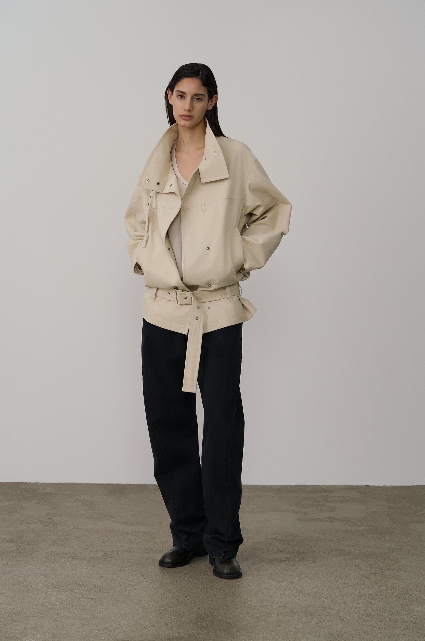 COCOON-SHAPED BELTED JACKET