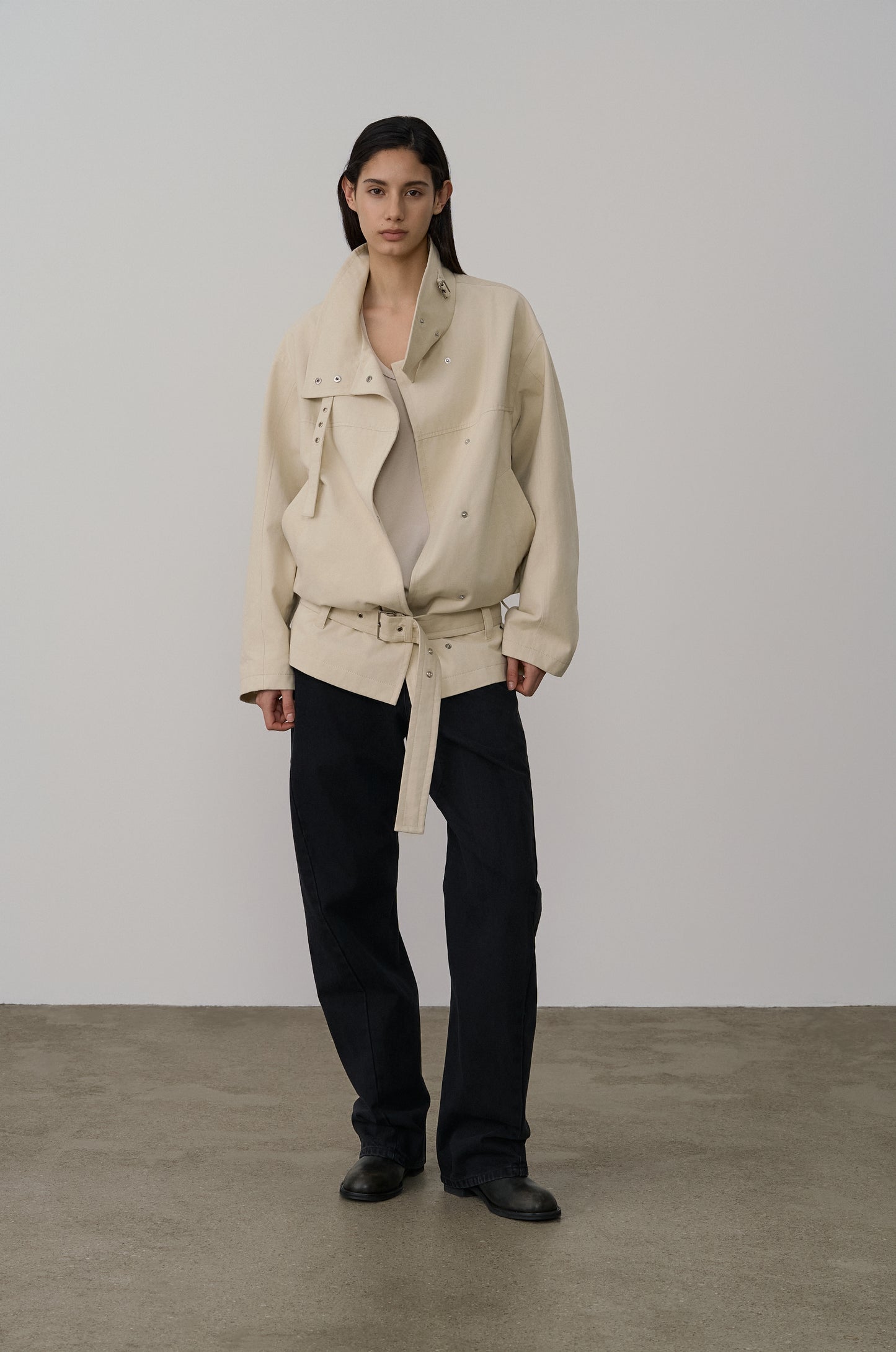 COCOON-SHAPED BELTED JACKET