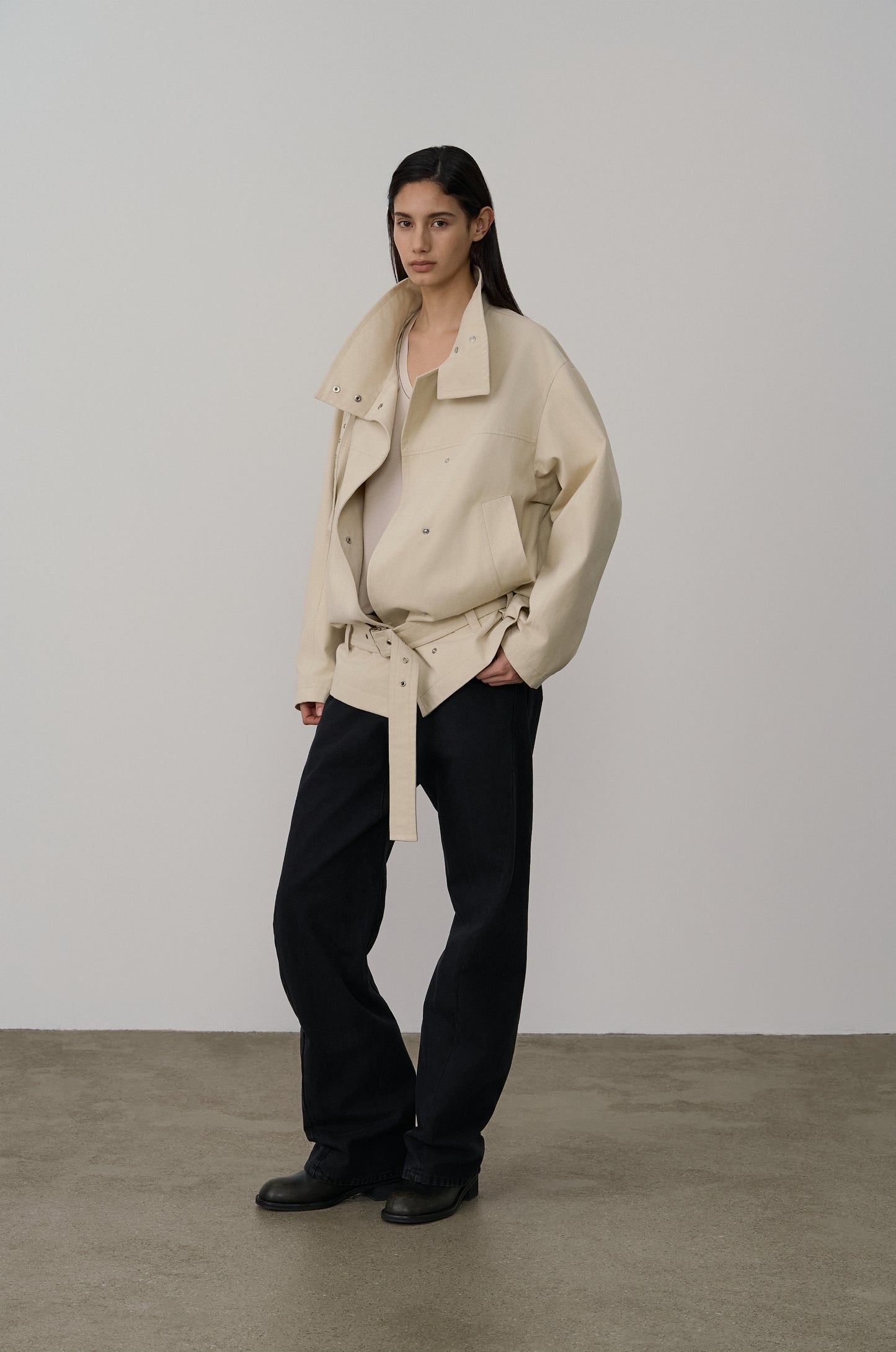 COCOON-SHAPED BELTED JACKET