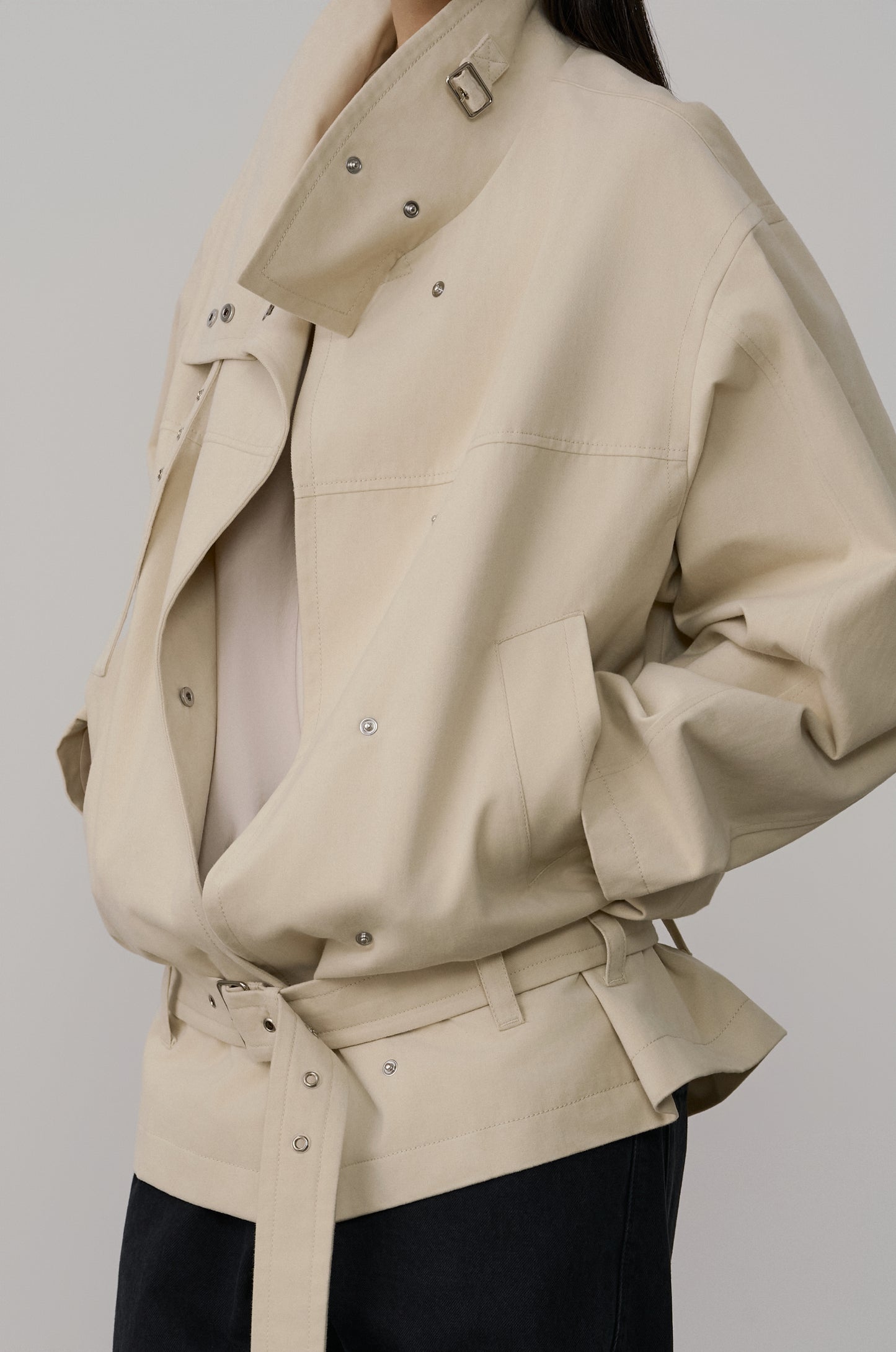 COCOON-SHAPED BELTED JACKET