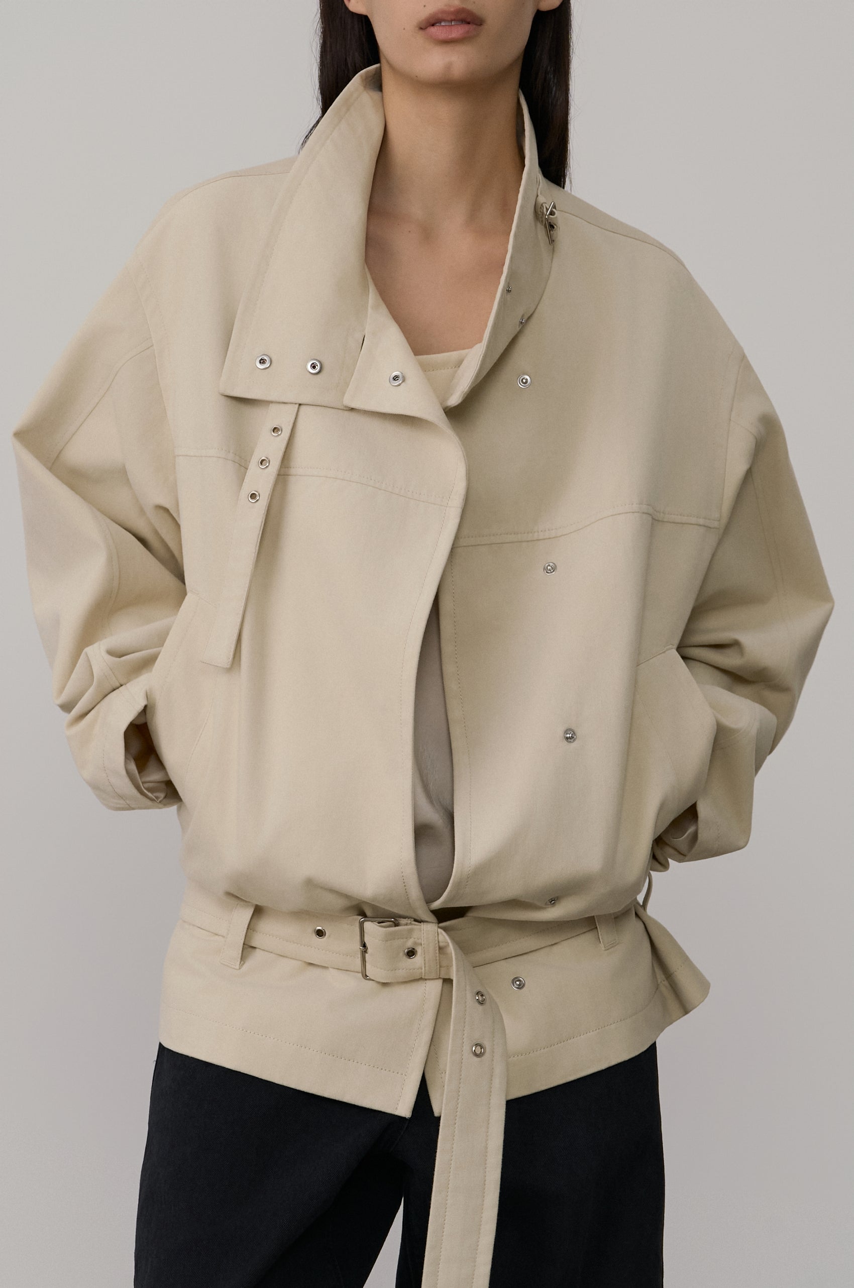 COCOON-SHAPED BELTED JACKET
